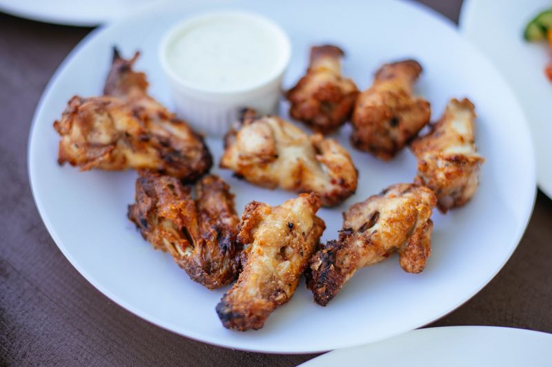 Chicken wings side with dipping sauce